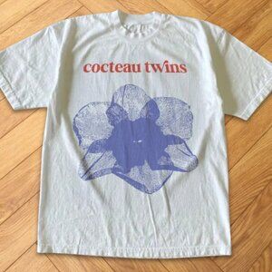 White Cocteau Twins Indie Band Flower Minimal Graphic Tee